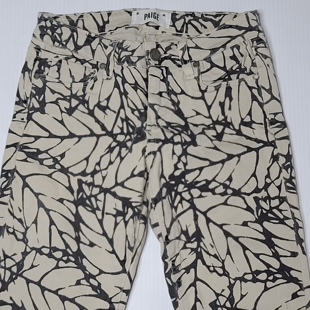 Paige 25 Cream Gray Patterned Denim‎ Skinny Jeans - Picture 3 of 6